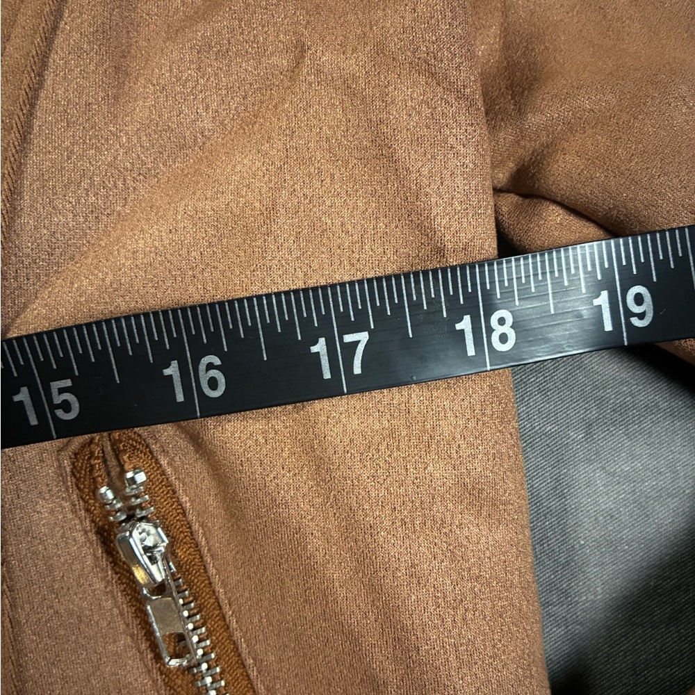 Women's Tan Faux Suede Motorcycle Jacket - Picture 7 of 8